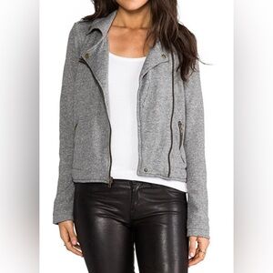 CURRENT ELLIOT THE EASY BIKER ZIP SOFT KNIT JACKET HEATHER GREY SIZE 3 (Sz 10)